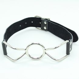 Open Metal Mouth Gag Plug Bondage Slave Restraints Genuine Leather Belt In Adult Games For Couples Fetish Oral Sex Toys For Women - HS71