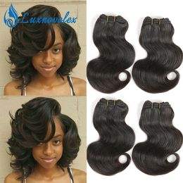 Malaysian Hair Body Wave 4 Bundles 8 Inch Short Human Hair Extensions 7A Malaysian Virgin Human Hair Weave Bundles 50g/Pcs Total 200g