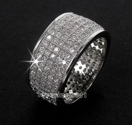 choucong Full Pave set 250pcs Stone 5A Zircon stone 10KT White Gold Filled Wedding Band Ring Set Sz 5-11 Free shipping