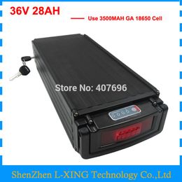 1500W e bike battery 36v 28ah lithium battery 36V rear rack battery with tail light use GA 3500mah cell With 50A BMS 3A Charger