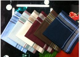 10PCS 40 *40cm Thin 100 % Cotton Light Colour Stripe Plaid Male Female Handkerchief Men Women S Square Handkerchief