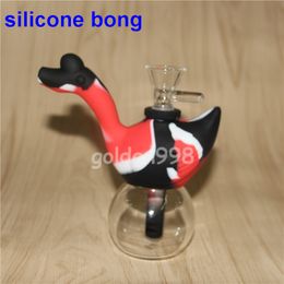 swan silicone bong Silicone Rig tabacoo silicone smoking pipe Hand Spoon Pipe heat Hookah Bongs silicon oil dab rig