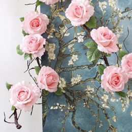 -Rosen Seide Rebe Dekorative Gefälschte hängenden Garland Blumenkranz Wand Home Party Hochzeit Dekorative Blumen Künstliche Blumen für die Dekoration