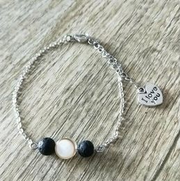 Black Lava Stone Square Round Heart Bracelet DIY Aromatherapy Essential Oil Diffuser Bracelet for women men