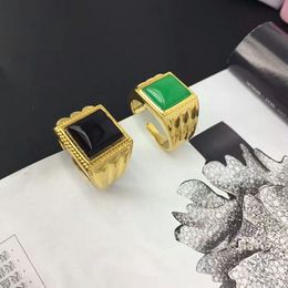 Europe and America vintage imitation gold-plated copper diamond ring with green red lover's ring for Men Party engagemant Anniversary