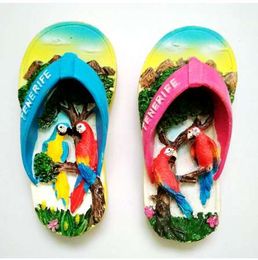 Spain Tenerife Parrot Slippers 3D Fridge Magnets World Tourism Souvenirs Refrigerator Magnetic Sticker Home Decoration