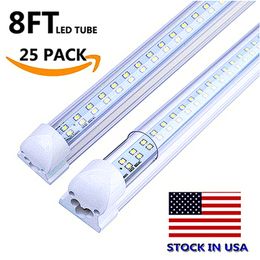 STOCK IN USA LED tube light 8ft 72W Double row Dual line integrated lamp 2.4m 2400mm 8feet AC85-265V 6500lm led shop lights