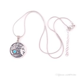 -Mode Retro Religion Mond Sterne Celestial besetzt mit Kristall Anhänger Antik Silber Astrologie Universum Schmuck Link Schlange Halskette
