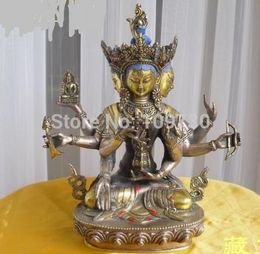Tibetan Buddhist bronze Ushnishavijaya buddha statue 22 cm 1.2 KG