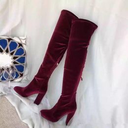 Red Velvet Boots Knee High Oferta Online | DHgate.com