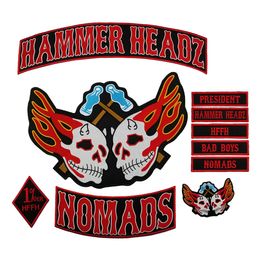 CUSTOM 10pcs/lot HAMMER HEADZ 1% HFFH EMBROIDERY IRON ON JACKET FULL BACK SIZE PATCH FREE SHIPPING