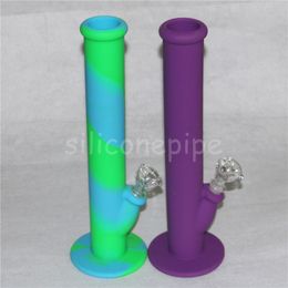Silicone Rig silicone smoking pipe Hand Spoon Pipe Hookah Bongs many colors silicon oil dab rigs with dabber wax tool glass bong