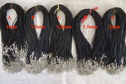 Cheap Black Wax Leather Snake Necklace Beading Cord String Rope Wire 45cm Extender Chain with Lobster Clasp DIY Jewellery components 5 styles