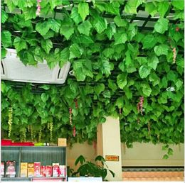 12pcs 2.1 M long Simulation Ivy Rattan Climbing Vines Green Leaf Artificial Silk Virginia Creeper Wall Decoration Home Decor free shipping
