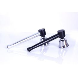 Removable black and white pure metal pipe straight rod can clean the smoke pot classic traditional male smoking set wholesale