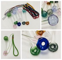 Glass Pipes Smoking Pipes With Beautiful String 4.6 Inch Oil Burner Glass Pipe Spoon Pipe Hand Pipes Straight Tube SW34