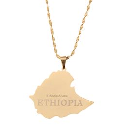 Stainless Steel Map of Ethiopian Pendant Necklace Addis Ababa Necklace Necklace Map Jewelry
