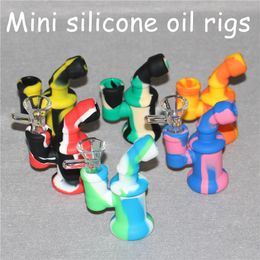 5pcs Glass Oil Rigs Bong Hookahs Mini Silicone Dab Rig Heady Bubbler Water Bongs with bowl and filtering system