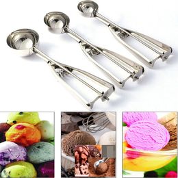 Here's your new product title:  KitchenGear Stainless Steel Ice Cream Scoops - Set of 3, Diameter 4/5/6cm, Fruit Mash Spoon, Cookie Dough Ball Maker, Dishers Tool for Home and Bar Use