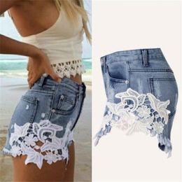 2017 Hot Sale Sexy Fashion Women High Waist Tassel Hole Shorts Jeans Denim Lace Short Pants S-XXL Size High Quality #DG3640