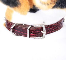 Neck Accessory Necklace Collars Pet Supplies collars Luxury diamond bone crocodile pattern PU small dog cat collar J23