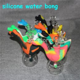 Newest swan silicone water pipes 10colors for choice silicone water pipe bubbler pipes glass bongs silicone smoking hand pipes free DHL