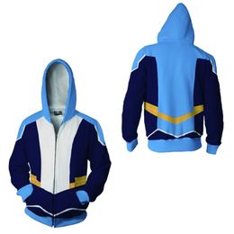 anime sports jacket UK - Asian Size Japan Anime Blue Unisex Halloween 3D Cosplay Costume Baseball Coat Sports Long Sleeve Jacket Hoodie