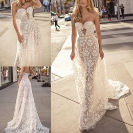 by Berta Muse Beach Dresses Sweetheart Backless Full Lace Bridal Gowns Tulle Boho A Line Wedding Dress