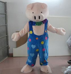 2018 Factory sale hot cute little piglet pig mascot costume with clown suit for adult to wear for sale