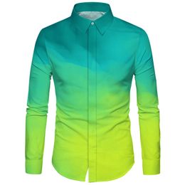 Cloudstyle Popular Design Mens Clothes 2018 Shirt 3D Full Printing Camisa masculina Social Business Slim Shirts Gradient Tops