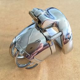 Male Chastity Devices New Ring Design Stainless Steel Bird Cage New Lock T#76