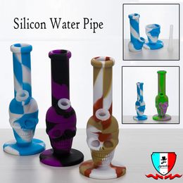 Silicon Water Pipe Skull Style Smoking Accessories Dia 85mm Mixed Colours Including Silicone Downstem Dab Rigs Water Pipes