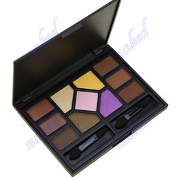 without logo 11 Colour makeup palette both for eyeshadow and eyebrow powder shimmer and matt smoky makup with two brush