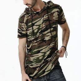 Men's Camouflage T-shirt 2017 Summer Loose Casual Cotton Hooded T Shirts Short Sleeve Homme Streetwear Hip Hop T Shirt Male Tees