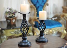 hollow out shape Retro iron candle holder, 1-arm candelabra with 1 free candles, decorative candle stick CD01