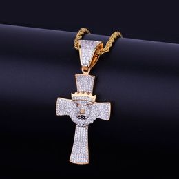 Men's Cross Lion Necklace & Pendant Iced Out Cubic Zircon Chain Hip Hop Jewellery Cubic Zircon Charm Gold Silver