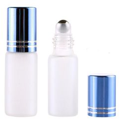 5ml Frosted Thick Glass Roll On Essential Oil Empty Perfume Sample Bottle With Stainless Steel Roller Ball LX1204