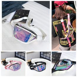 Women PVC Laser Hologram Waist Packs Fanny Pack Zipper Reflective Belt Bag Transparent Holographic Phone Bag Kids Handbag OOA5211