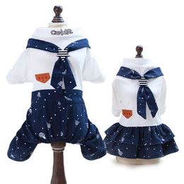 2018 New!Pet Dog Lovers' Clothes,Navy Style Fashion Jumpsuit with Necktie for Boys,Cute Dress for Girl Dogs Spring Summer -35