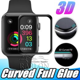 3D Full Covered Tempered Glass Film Screen Protector 9H Protective Cover With Full Glue For Apple Watch iwatch 42mm 38mm 40mm 44mm 41mm 45mm 49mm