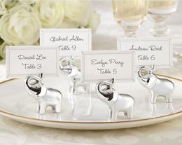 "Lucky in Love" Silver-Finish Lucky Elephant Place Card/Photo Holder with Blank Card Free Shipping wen6805