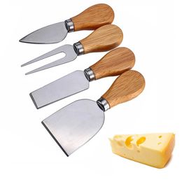 4Pcs/Set Cheese Knife Scraper Slicer Cutter with Wood Handle 6-6.8cm Butter Grater Home Kitchen Tool Baking Supplies