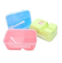 V1 PCS Healthy Plastic Food Container Portable Lunch Box With Spoon Capacity Camping Picnic Food Fruit Container Storage Box