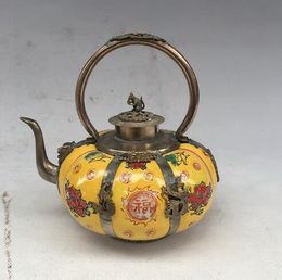 Antique QingDynasty Handmade silver & porcelain pot,Exquisite carving,Hand-painted crafts,best collection& adornment