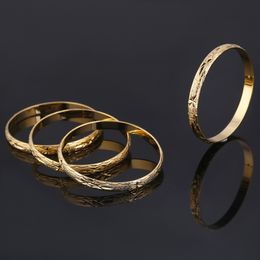 4pcs Dubai Gold Bangle Bracelet 18k Gold Plated Women Party Bangle African Ethiopian Jewelry