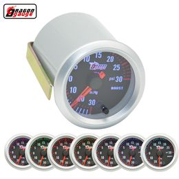 Dragon Gauge Car 52mm turbine pressure Detect 7 Color Blacklight Auto Boost gauge Turbo Meter -30~30 Psi