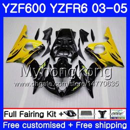 Yellow flames stock Body For YAMAHA YZF-600 YZF-R6 03 YZF R6 2003 2004 2005 Bodywork 228HM.47 YZF 600 R 6 YZF600 YZFR6 03 04 05 Fairings Kit