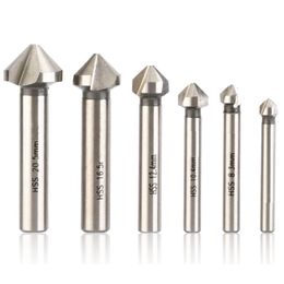 Freeshipping 6Pcs/lot HSS 3 Flute 90 Degree Countersink Chamfer Cutter End Mill Milling Drill Bits Set Woodworking Tool High Quality