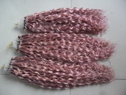 Brazilian Straight Remy Hair Loop Micro Ring Human Hair Extensions Bundles Micro Bead Hair 10"-26" Pink Colours