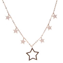 lovely star charm choker necklace cute statement jewelry 100% 925 sterling silver women collar collarbone Star pendant necklaces jewelry